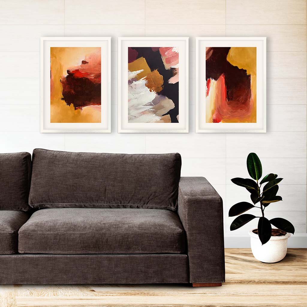 Abstract Sunburst - Print Set Of 3 Black Frame Wall Art Print Set Of 3 - Abstract House