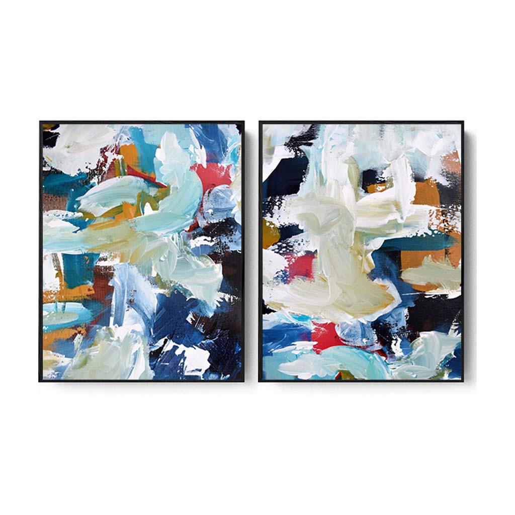 Abstract Sunset Canvas Set Of 2 White Canvas Set Of 2 - Abstract House