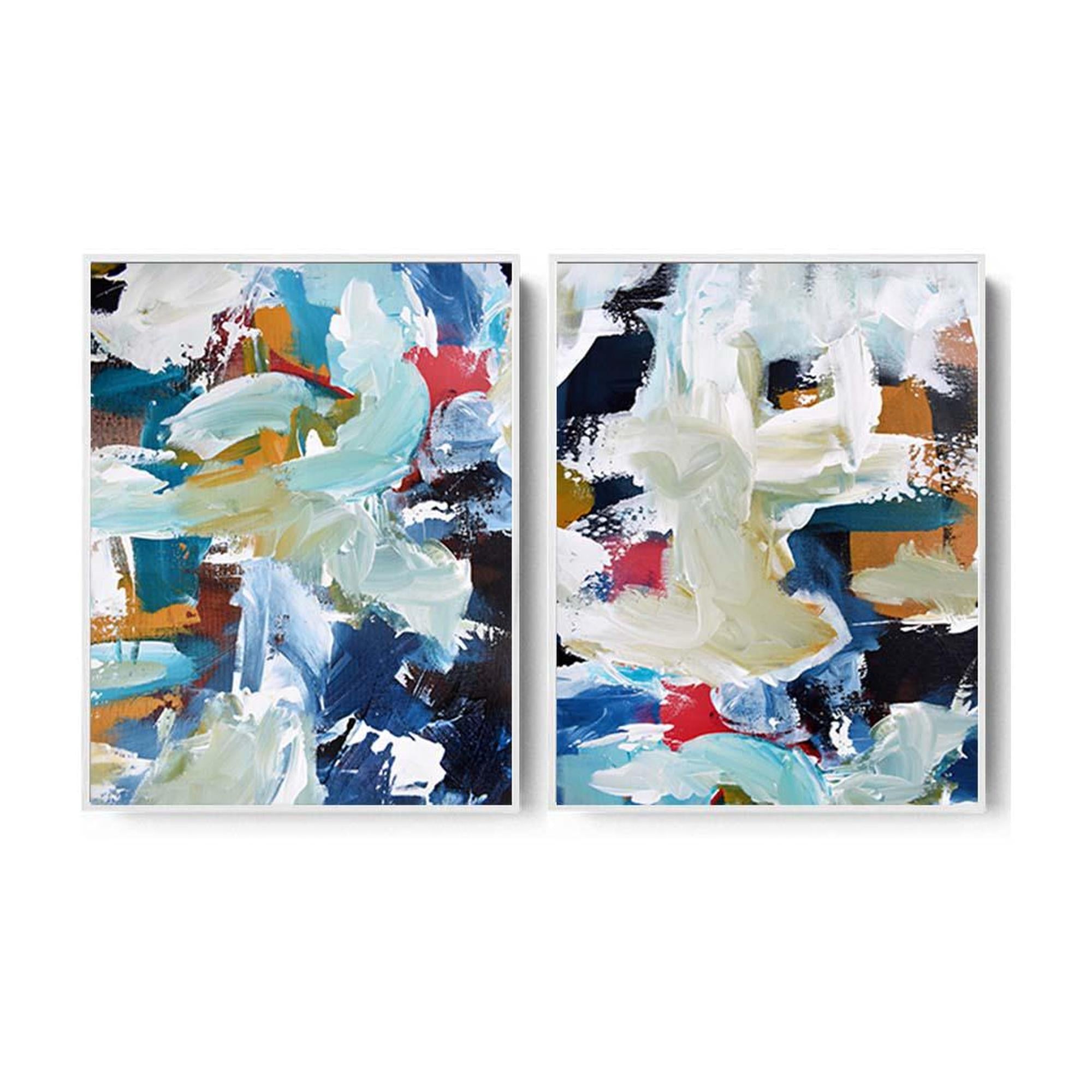 Abstract Sunset Canvas Set Of 2 White Canvas Set Of 2 - Abstract House