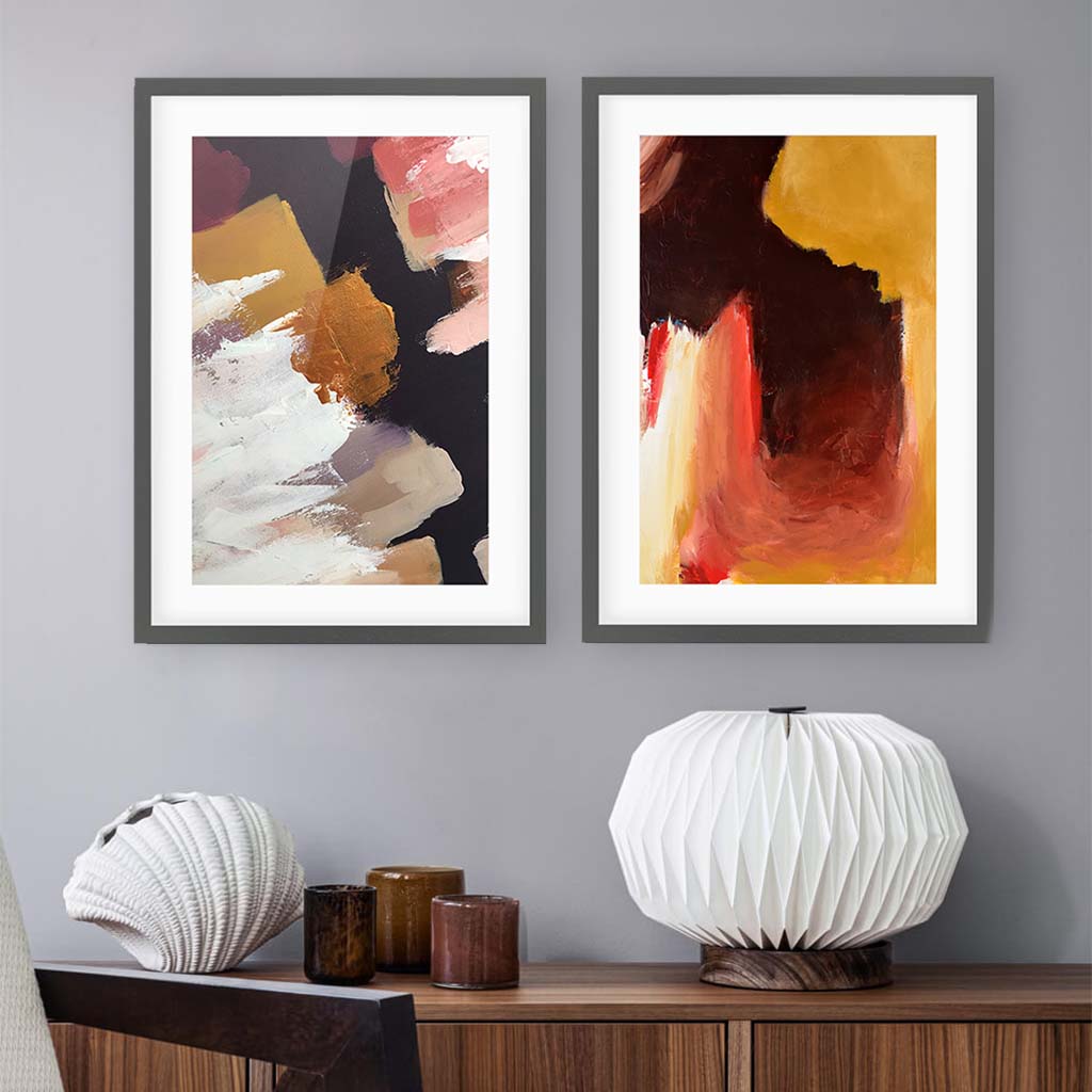 Abstract Texture Set Of 2 Prints Black Frame Wall Art Print Set Of 2 - Abstract House