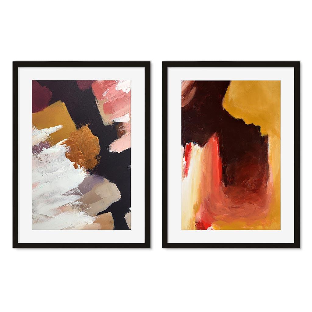 Abstract Texture Set Of 2 Prints Black Frame Wall Art Print Set Of 2 - Abstract House