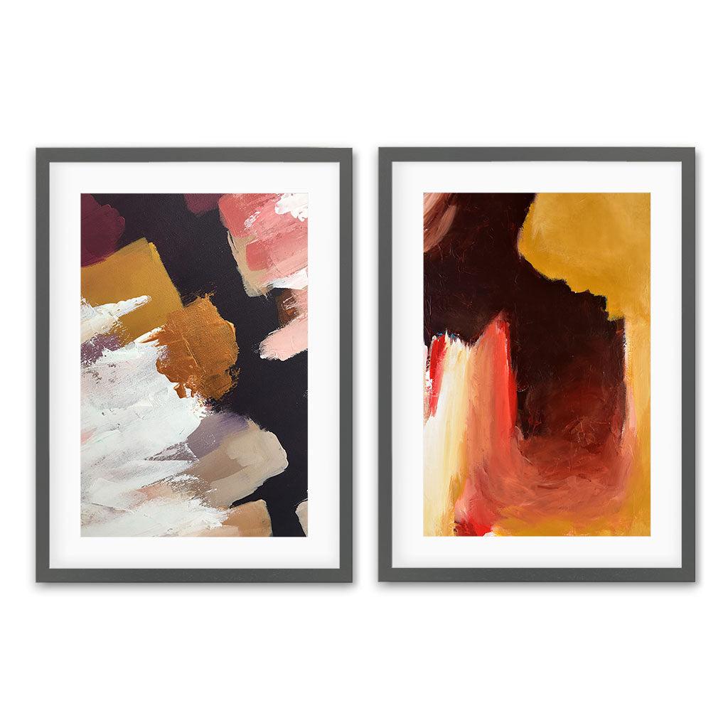 Abstract Texture Set Of 2 Prints Grey Frame Wall Art Print Set Of 2 - Abstract House