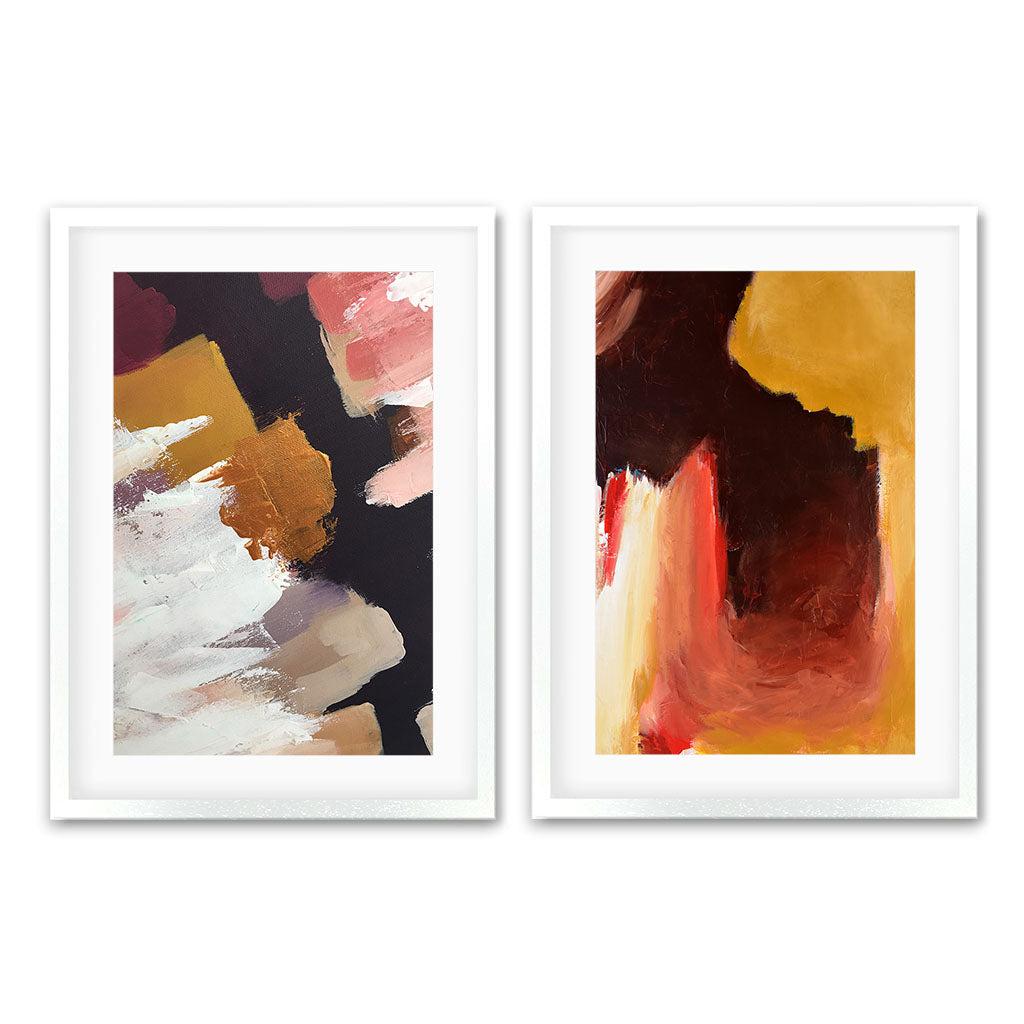 Abstract Texture Set Of 2 Prints White Frame Wall Art Print Set Of 2 - Abstract House