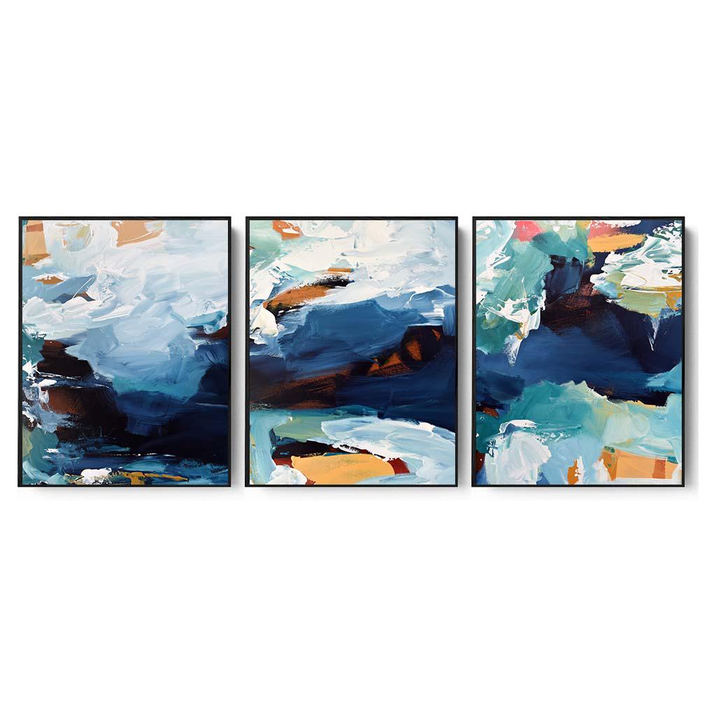 Abstract Waterfall Canvas Set Of 3 Black Canvas Set Of 3 - Abstract House