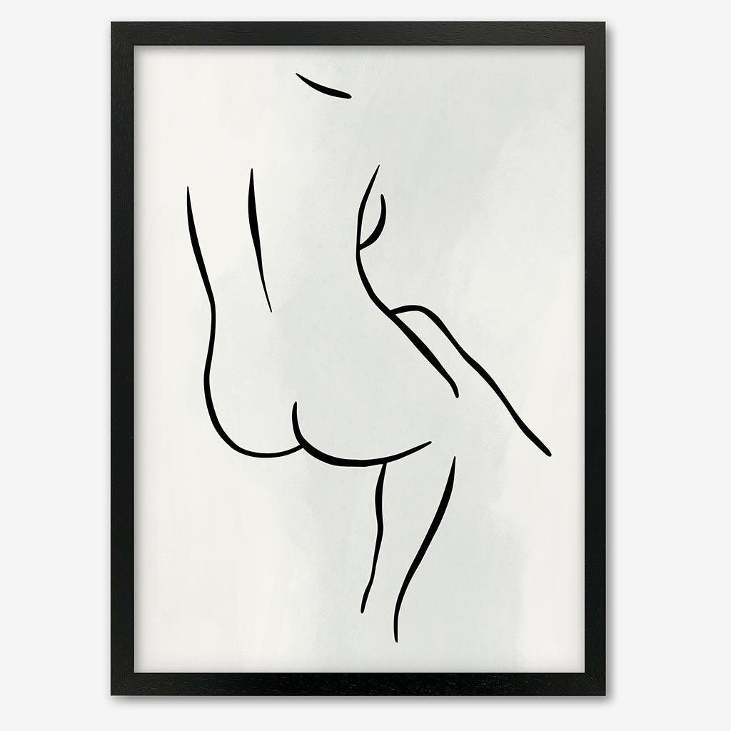 Back Nude Line Art Print Black Frame Wall Art Print - Abstract House