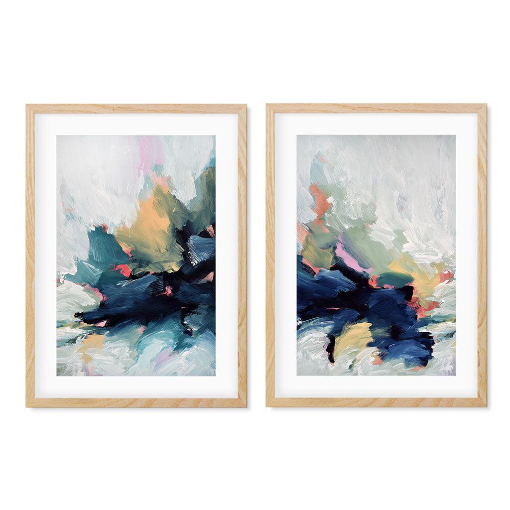 Beyond The River - Print Set Of 2 Oak Frame Wall Art Print Set Of 2 - Abstract House