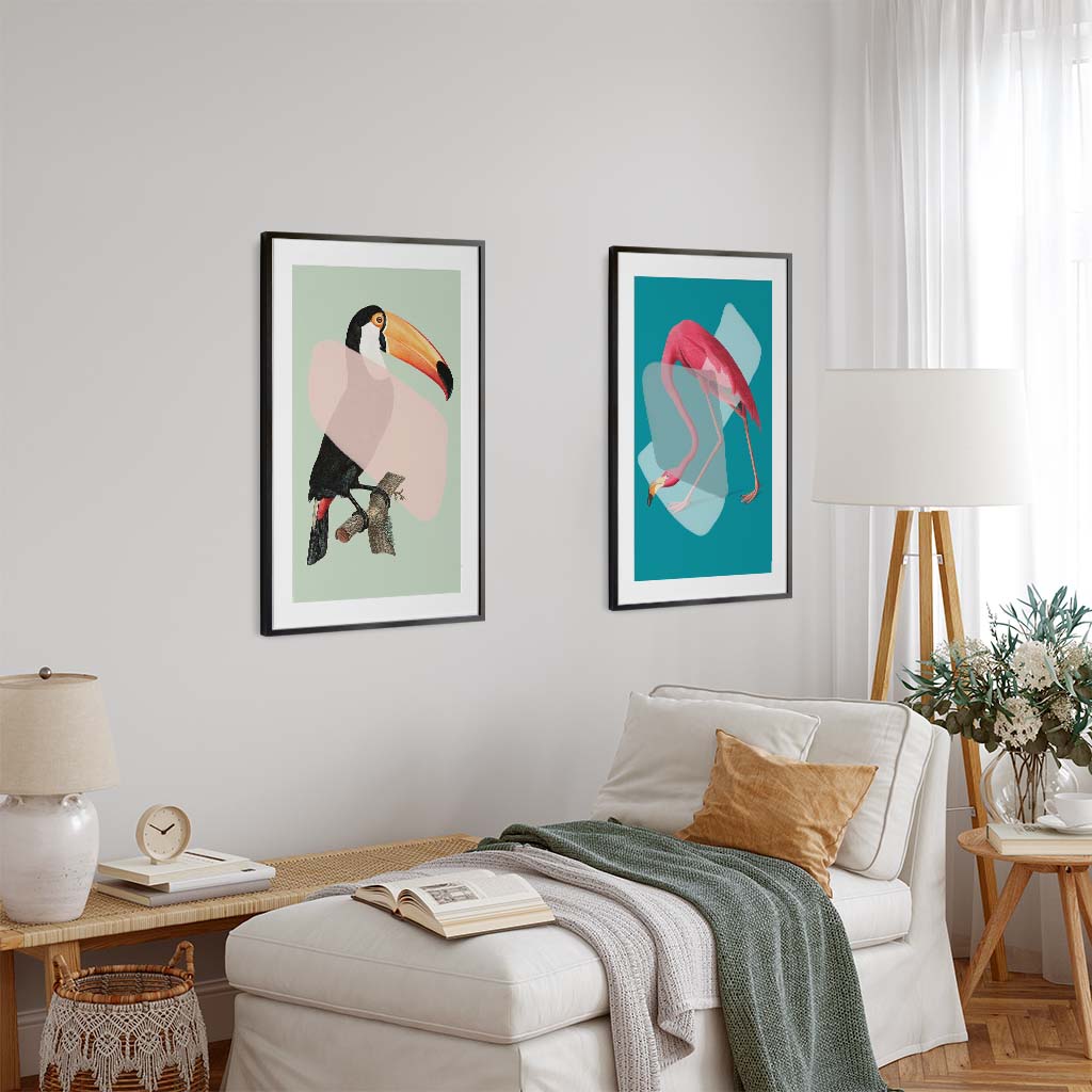 Birds Pop Art - Print Set Of 2 Black Frame Wall Art Print Set Of 2 - Abstract House