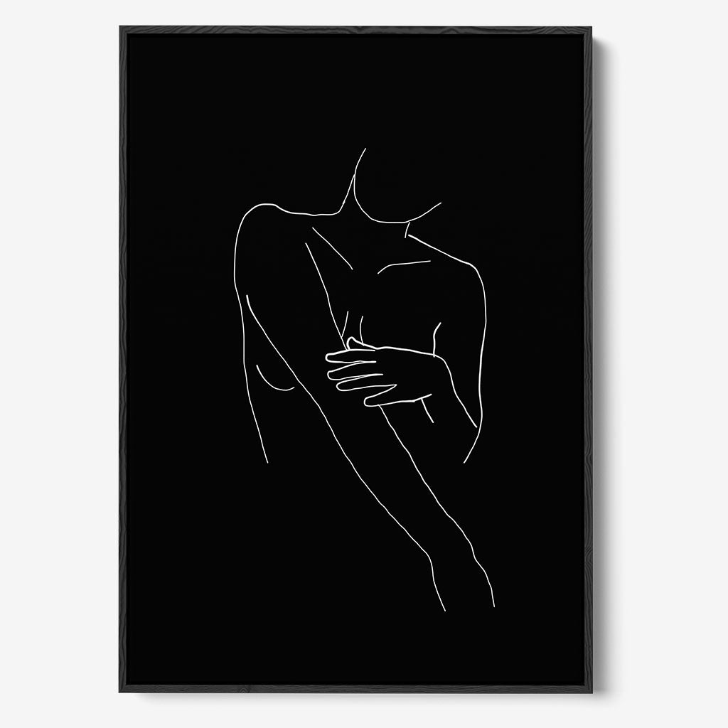 Black On White Female Framed Canvas Black Canvas Prints - Abstract House