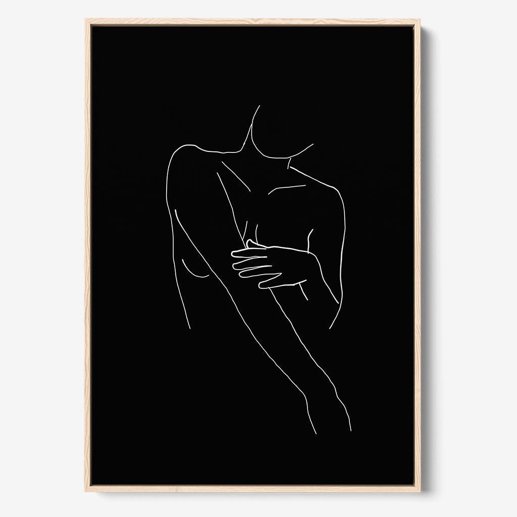 Black On White Female Framed Canvas Grey Canvas Prints - Abstract House