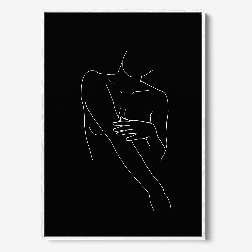 Black On White Female Framed Canvas White Canvas Prints - Abstract House