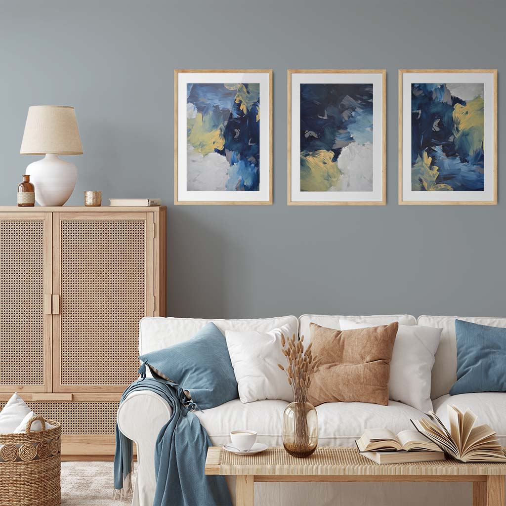 Blended Abstract Landscape - Print Set Of 3 Black Frame Wall Art Print Set Of 3 - Abstract House
