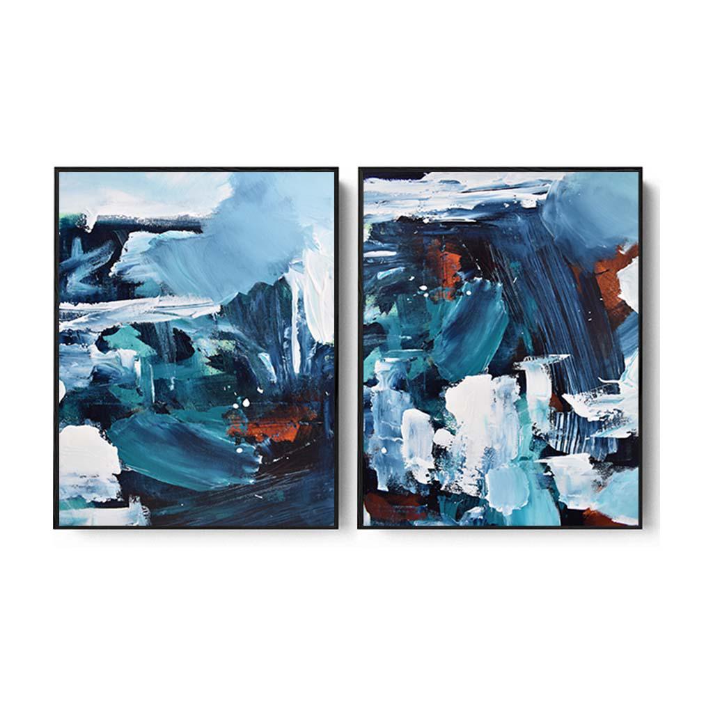Blue Skies Canvas Set Of 2 White Canvas Set Of 2 - Abstract House