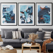 Blue Waters - Print Set Of 3 Black Frame Wall Art Print Set Of 3 - Abstract House