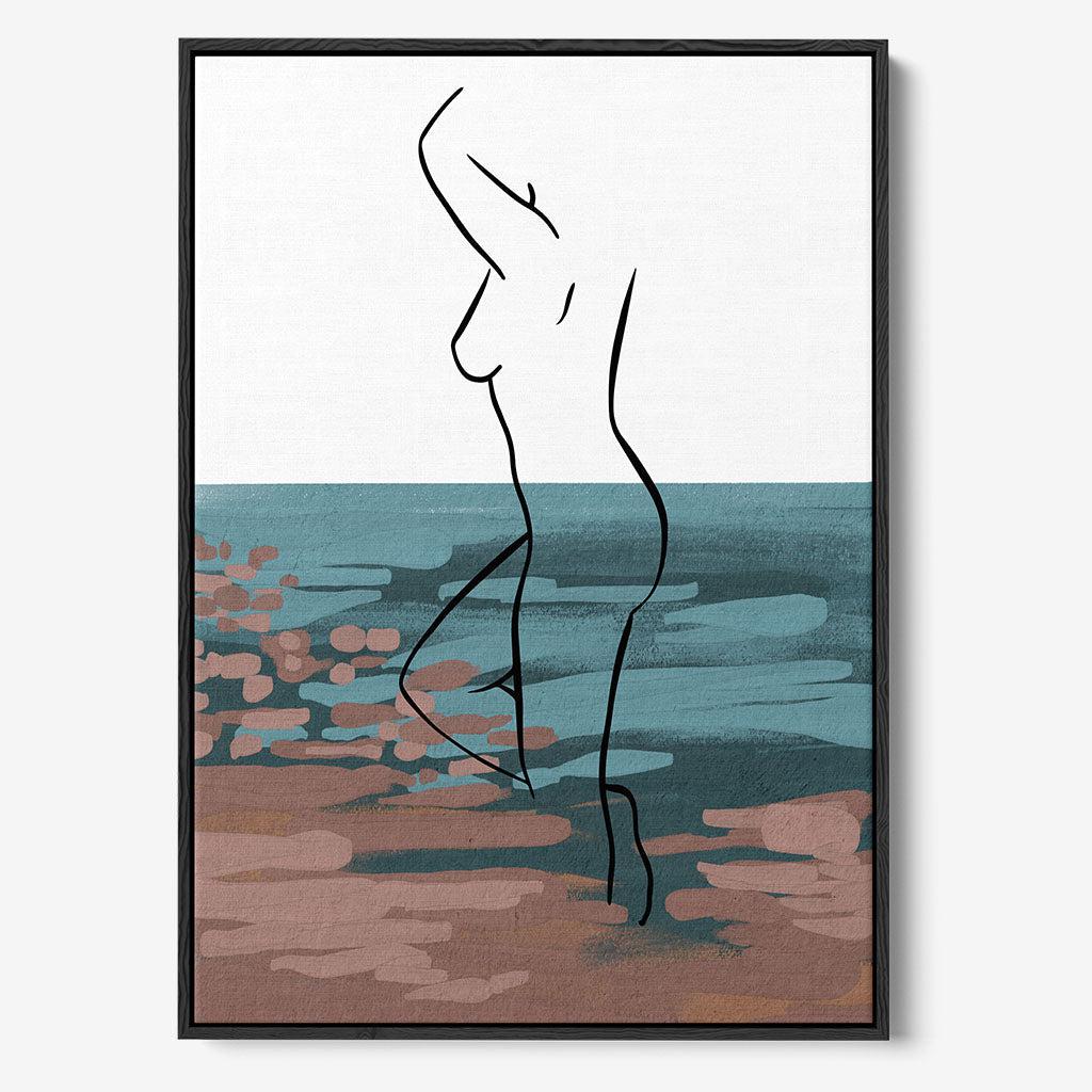 Body Through Lake Framed Canvas White Canvas Prints - Abstract House