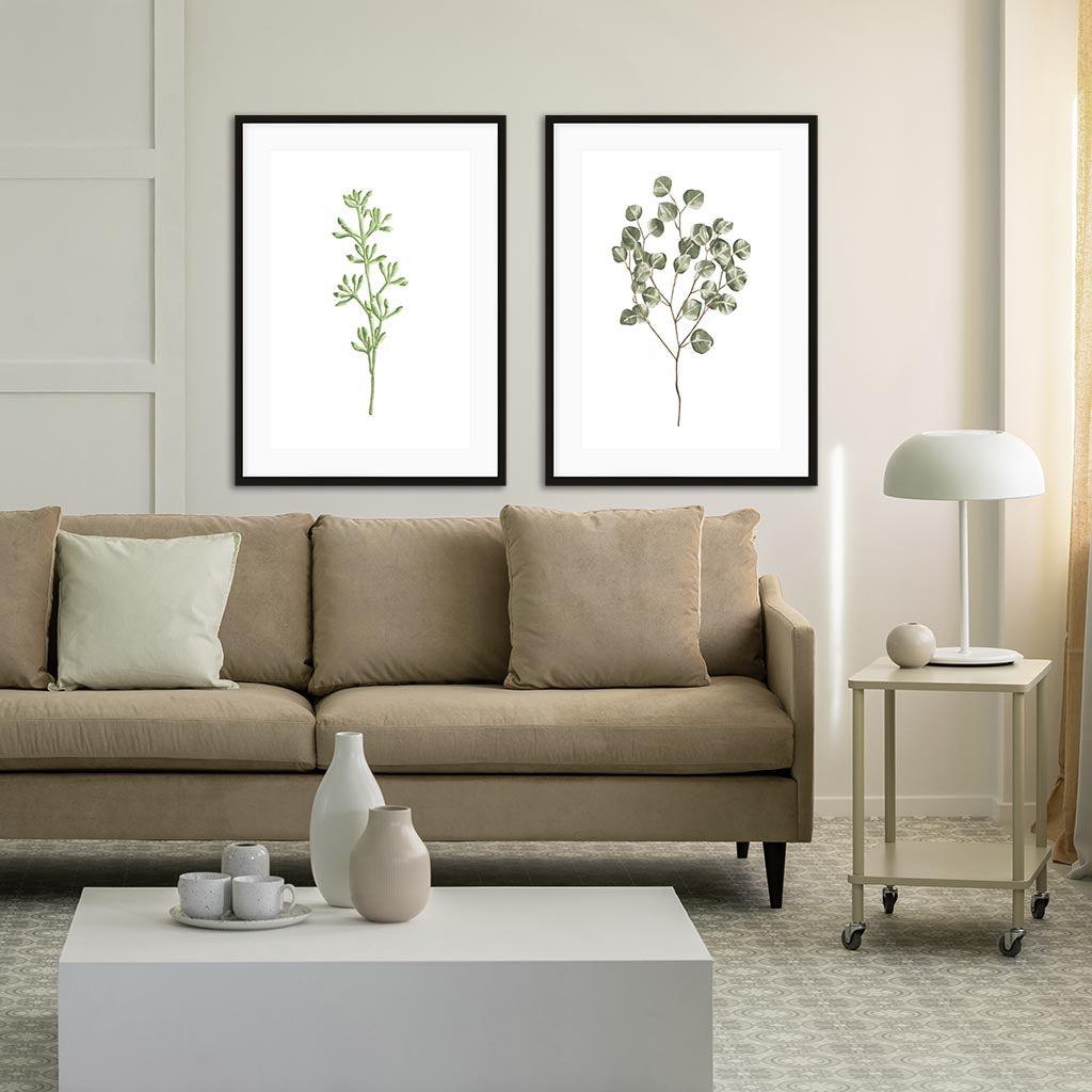 Botanical Pair - Print Set Of 2 Black Frame Wall Art Print Set Of 2 - Abstract House
