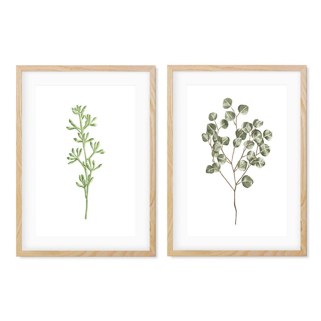Botanical Pair - Print Set Of 2 Oak Frame Wall Art Print Set Of 2 - Abstract House