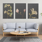 Botanical Vintage Leaves Set Of 3 Canvas White Canvas Set Of 3 - Abstract House
