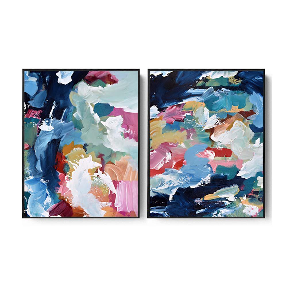 Bright & Colourful Abstract Canvas Set Of 2 Black Canvas Set Of 2 - Abstract House