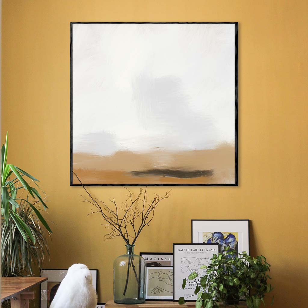 Foggy Desert Framed Canvas-framed-Square Canvas Prints-Abstract House