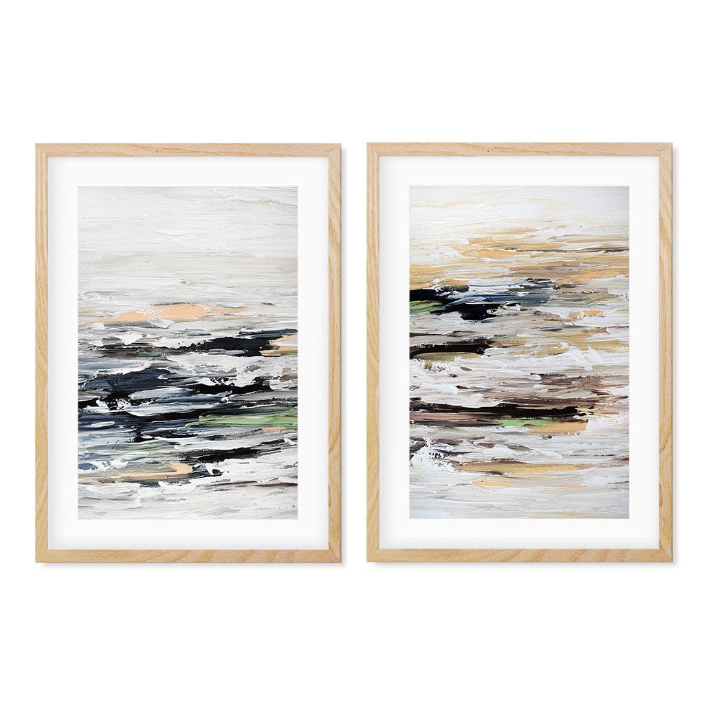 Coastal Abstract - Print Set Of 2 Black Frame Wall Art Print Set Of 2 - Abstract House