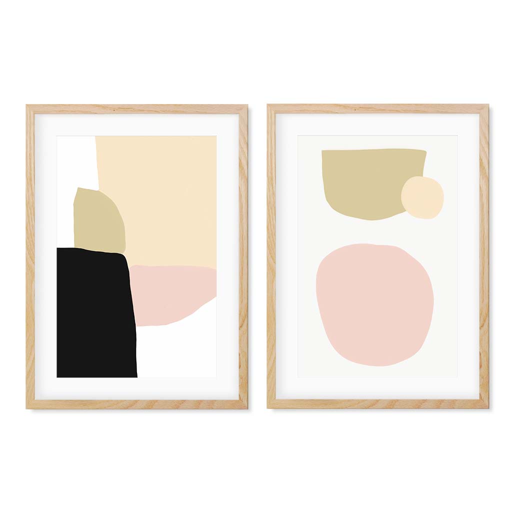 Contemporary Illustration - Print Set Of 2 Black Frame Wall Art Print Set Of 2 - Abstract House