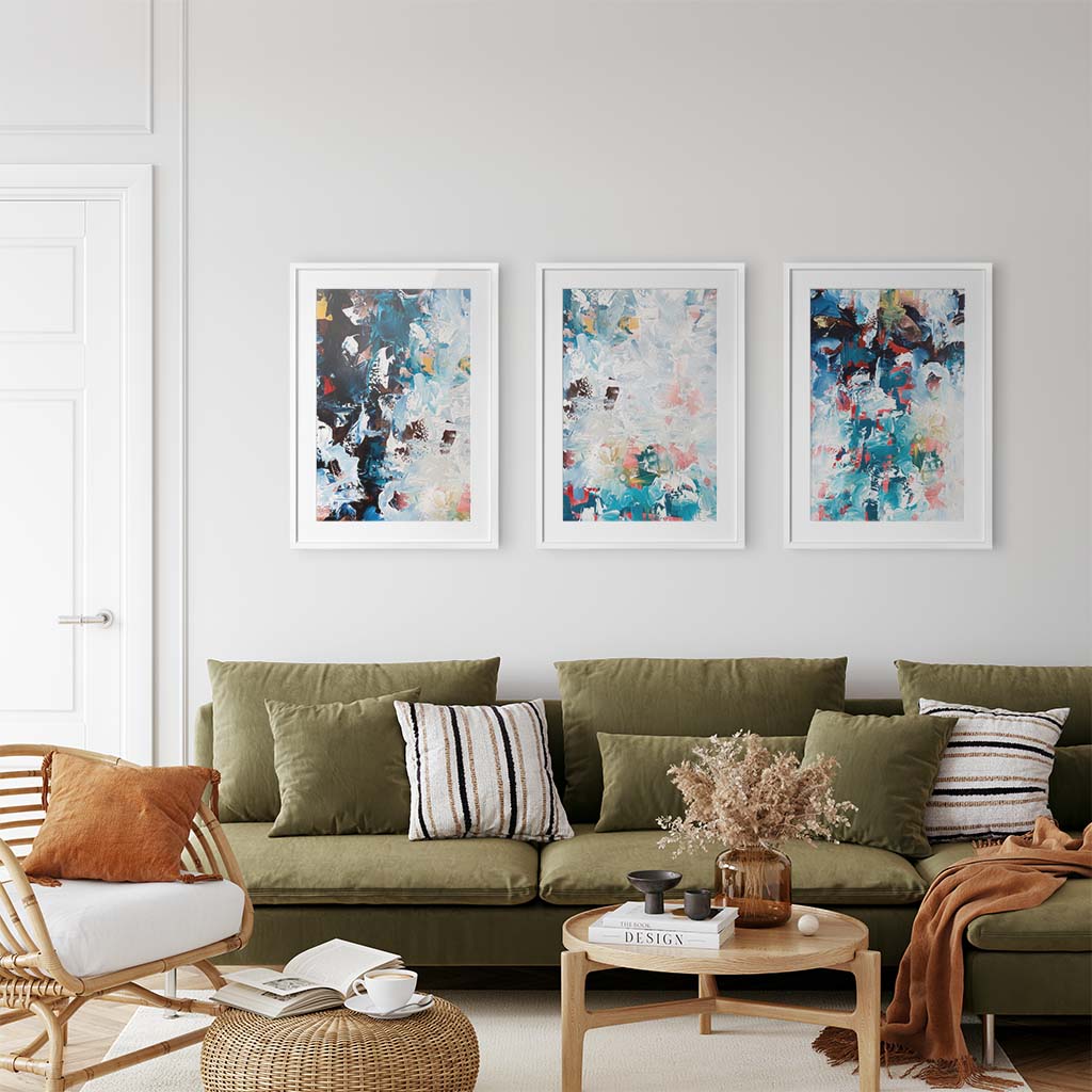Crashing Waves - Print Set Of 3 Black Frame Wall Art Print Set Of 3 - Abstract House