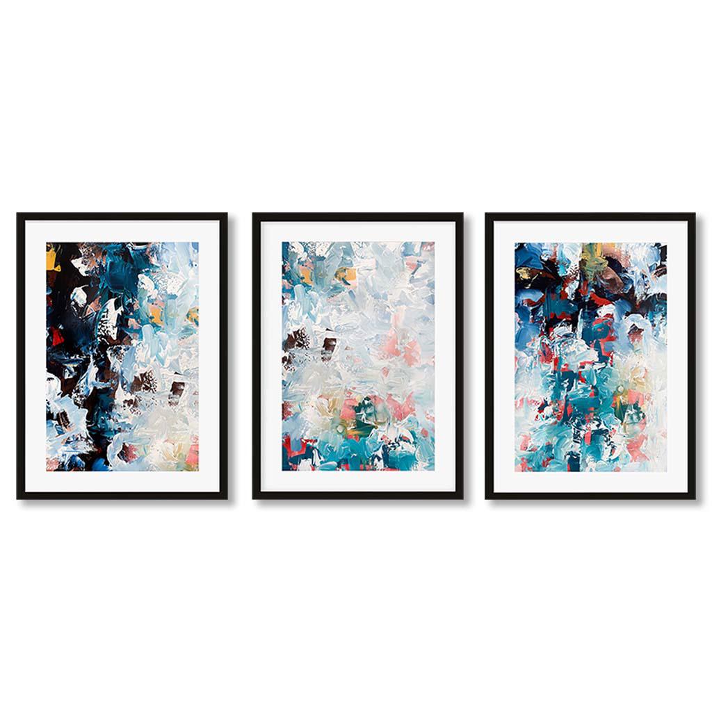 Crashing Waves - Print Set Of 3 Black Frame Wall Art Print Set Of 3 - Abstract House