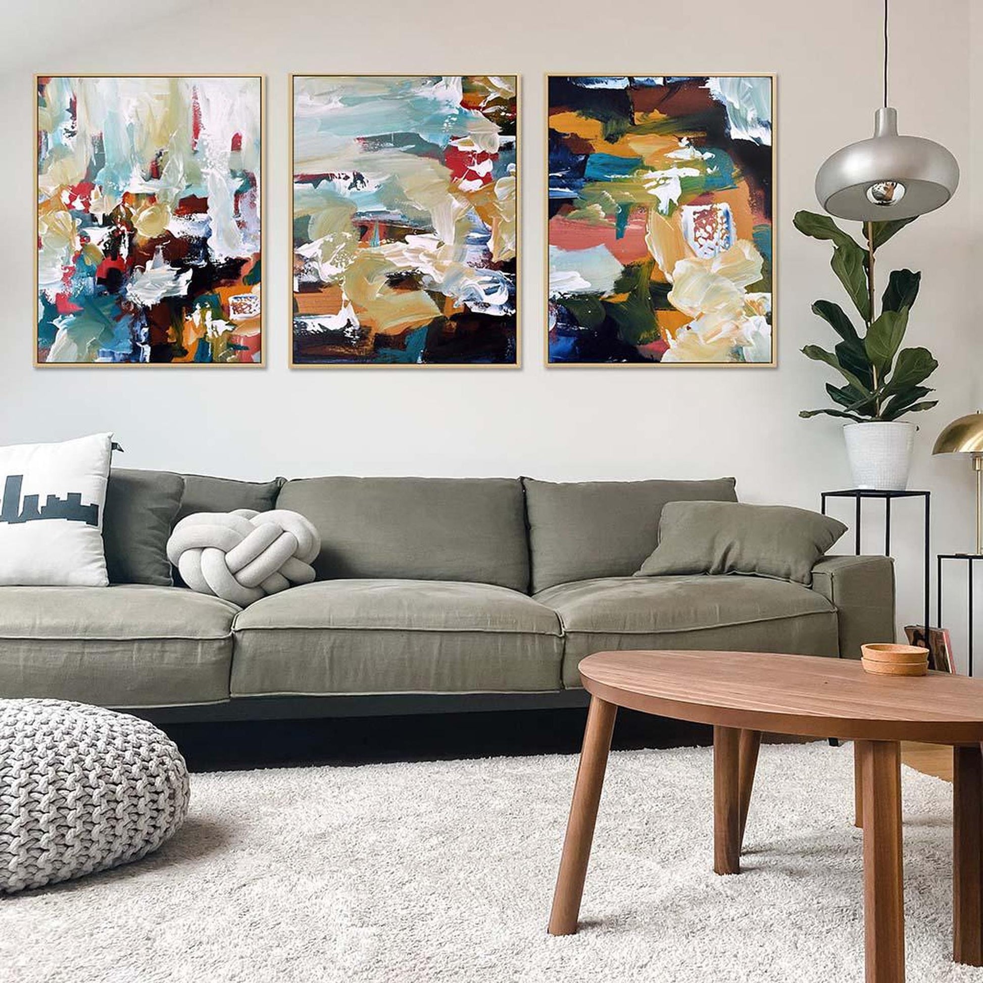 Desert Dunes Canvas Set Of 3 White Canvas Set Of 3 - Abstract House