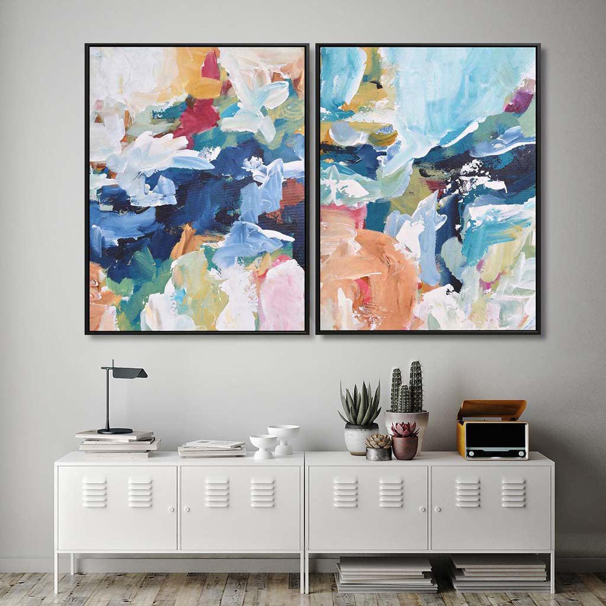 Dreams Come True Canvas Set Of 2 White Canvas Set Of 2 - Abstract House