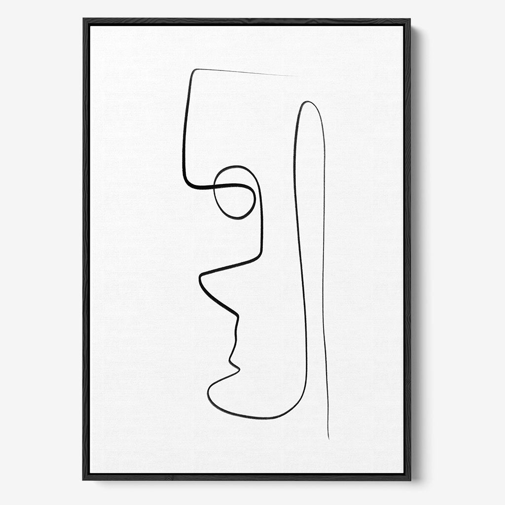 Face Line Framed Canvas Black Canvas Prints - Abstract House