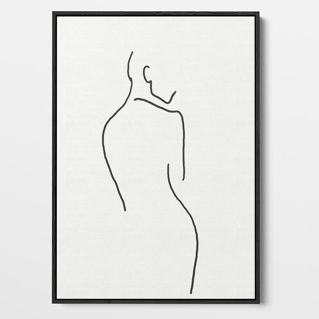 Figure Line Framed Canvas Black Canvas Prints - Abstract House