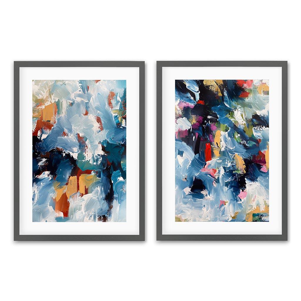 First Frost - Print Set Of 2 Grey Frame Wall Art Print Set Of 2 - Abstract House