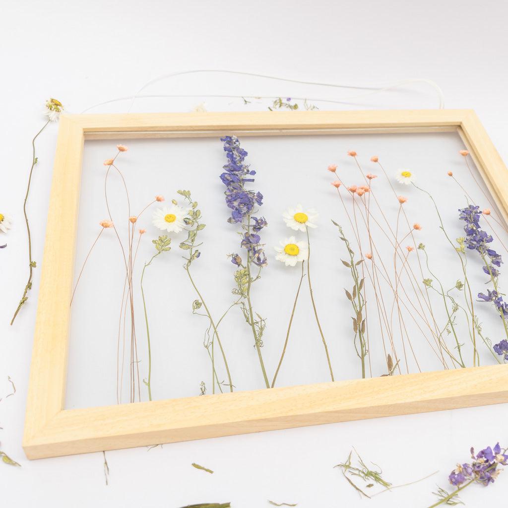 Framed Dried Flowers With Glass Pressed Flowers - Abstract House