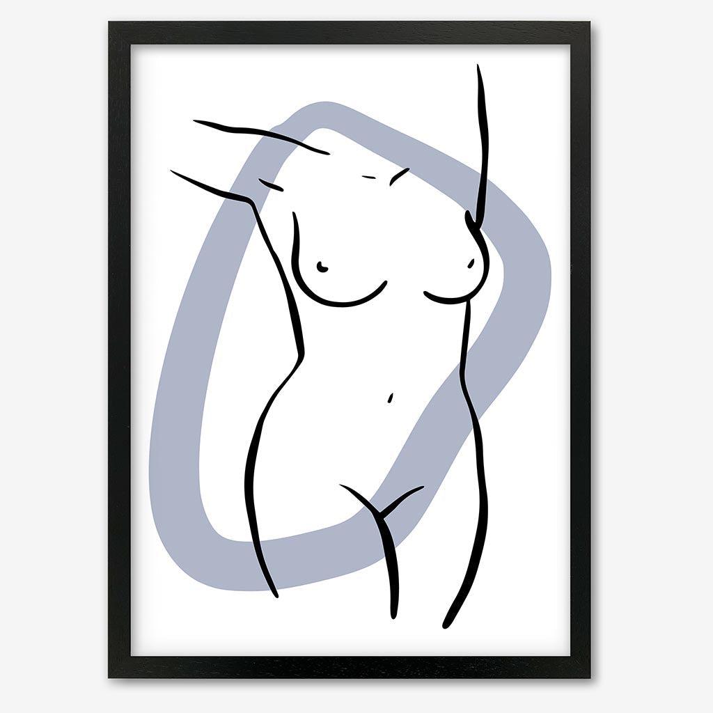 Front Nude Art Print Black Frame Wall Art Print - Abstract House