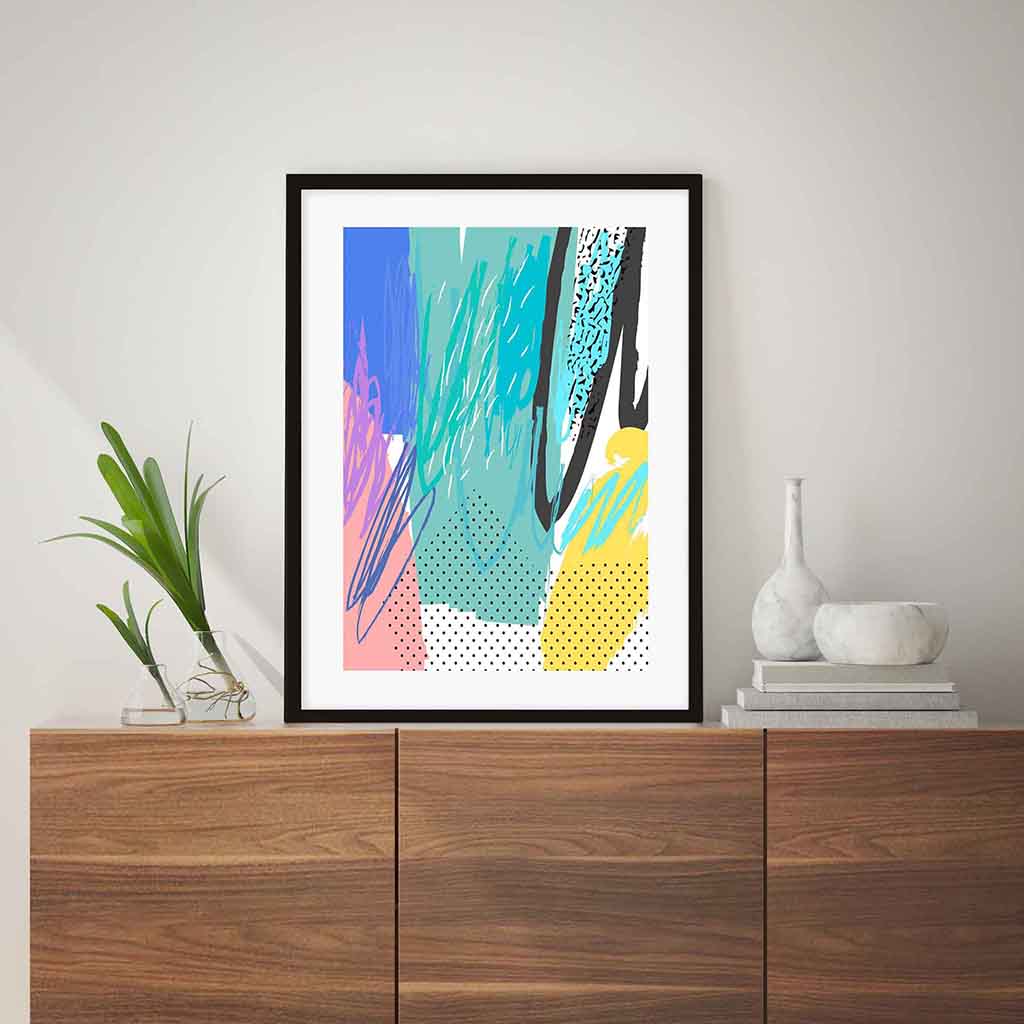 Modern Abstract Colour Pop-framed-Wall Art Print-Abstract House