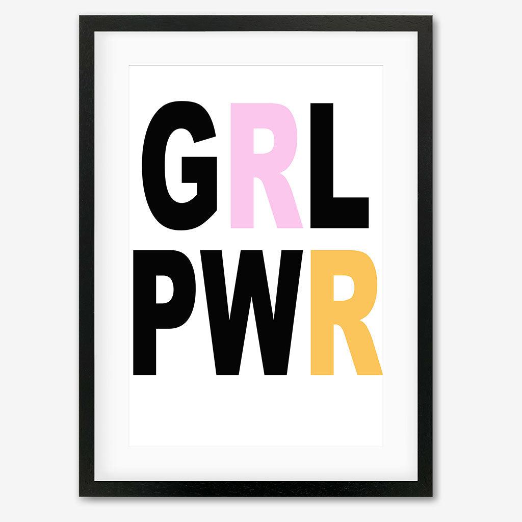 Girl Power GRL PWR Art Print Black Frame Wall Art Print - Abstract House