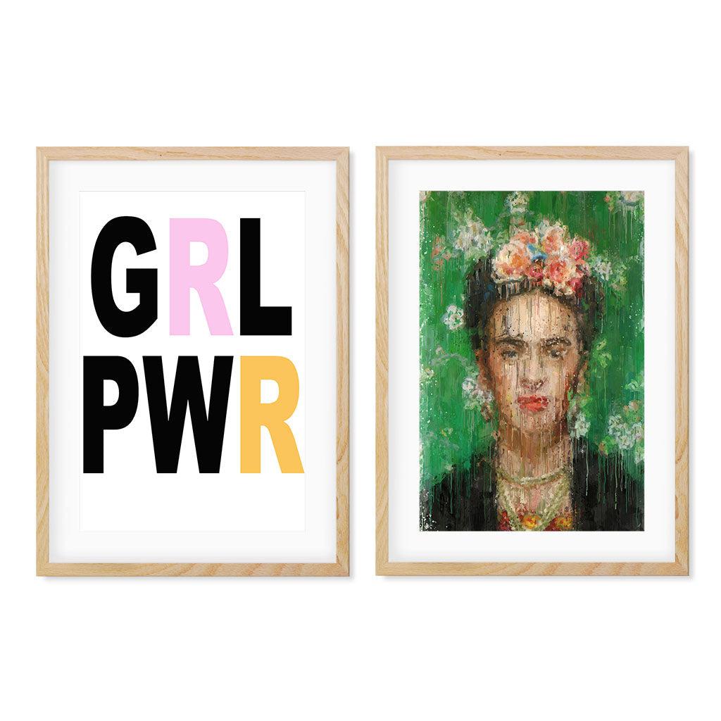 Girls Rule - Print Set Of 2 Oak Frame Wall Art Print Set Of 2 - Abstract House