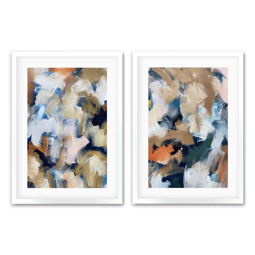 Golden Brushstroke - Print Set Of 2 White Frame Wall Art Print Set Of 2 - Abstract House