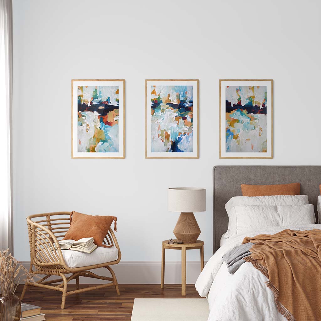 Golden Horizon - Print Set Of 3 Black Frame Wall Art Print Set Of 3 - Abstract House