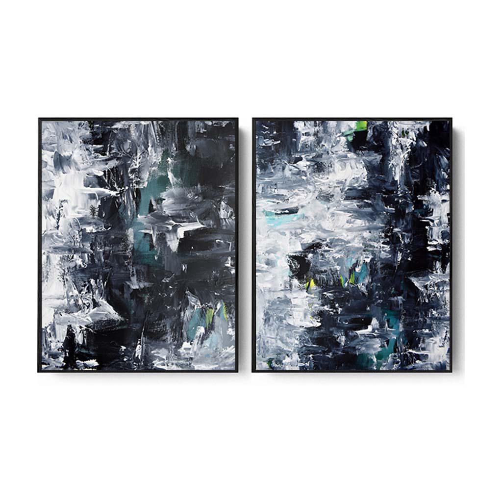 Grey Abstract Canvas Set Of 2 White Canvas Set Of 2 - Abstract House