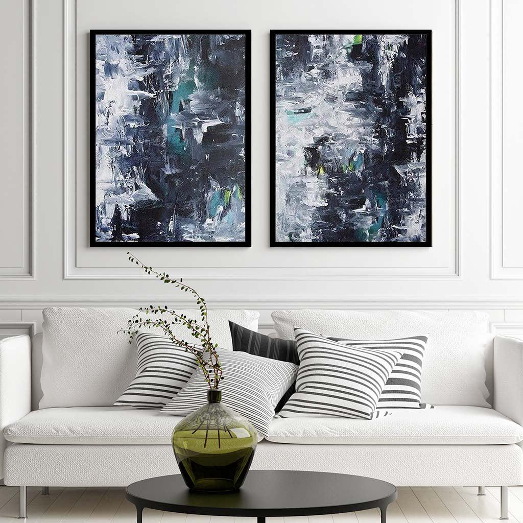 Grey Abstract Canvas Set Of 2 Black Canvas Set Of 2 - Abstract House