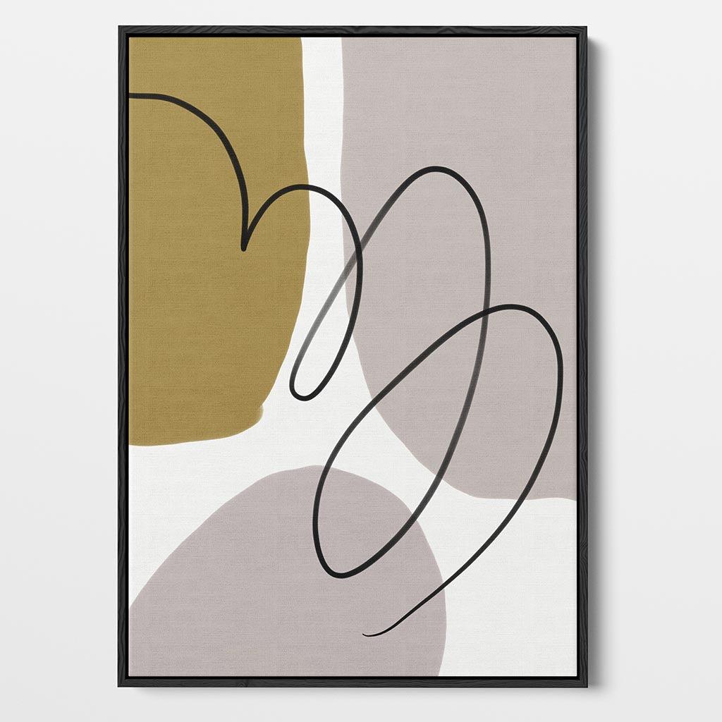 Grey And Mustard Abstract Lines Framed Canvas Black Canvas Prints - Abstract House
