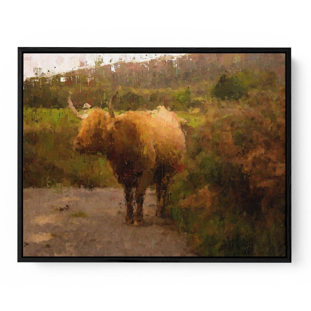 Highland Cow Oil Painting Print On Canvas