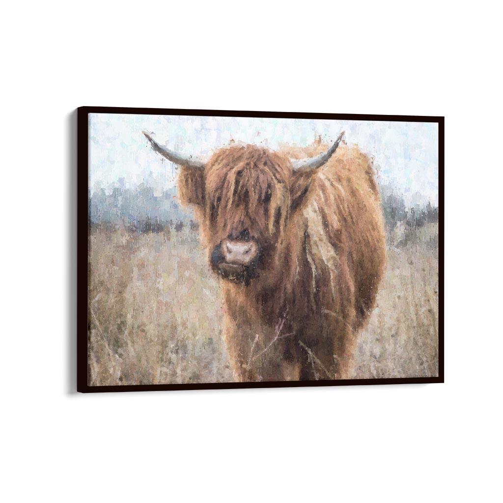 Highland Cow Portrait Print On Canvas-Abstract House