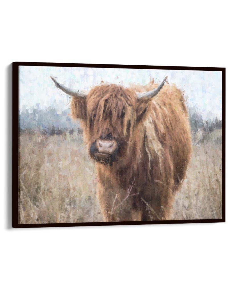 Highland Cow Portrait Print On Canvas-Abstract House
