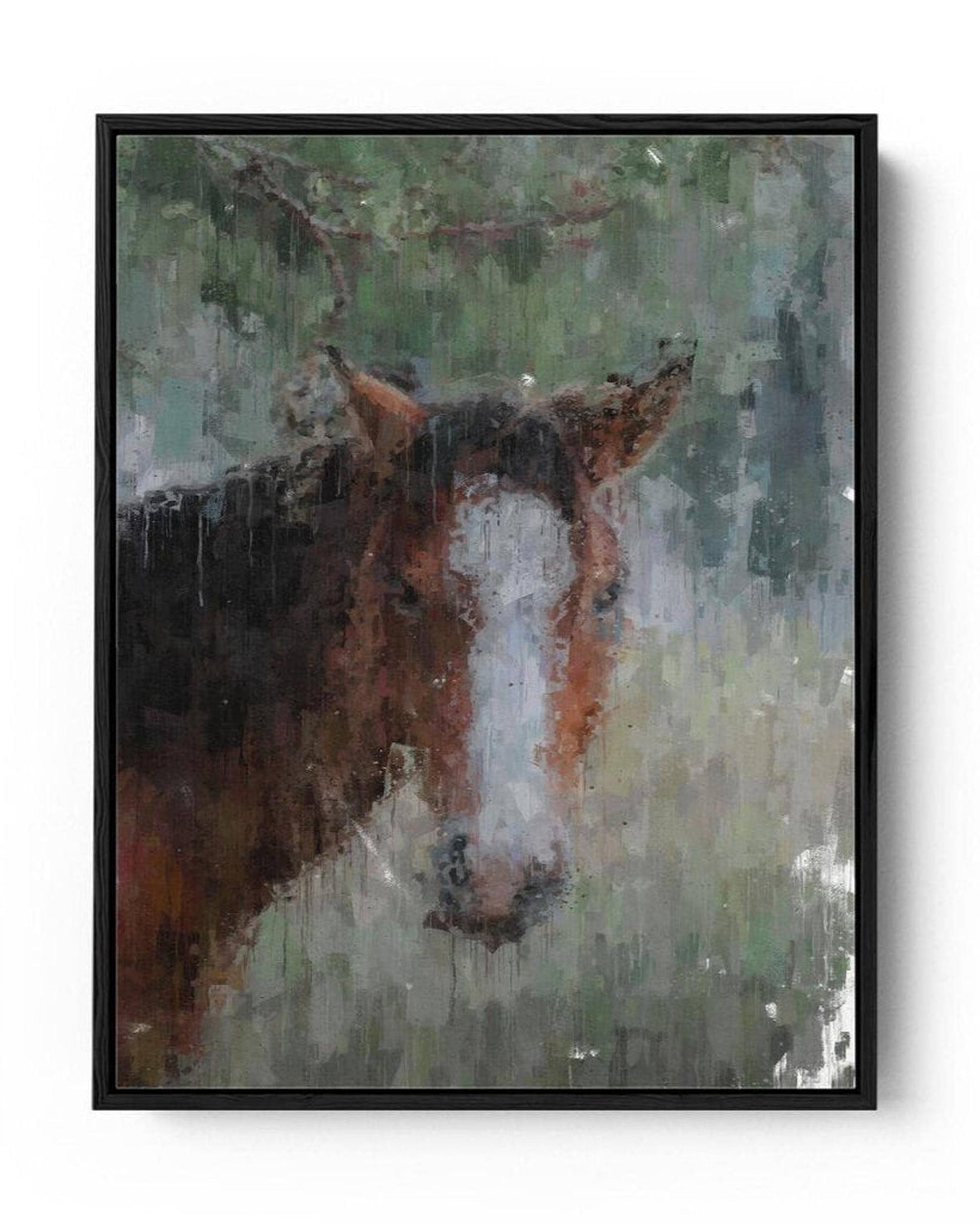Horse Portrait Painting Framed Canvas