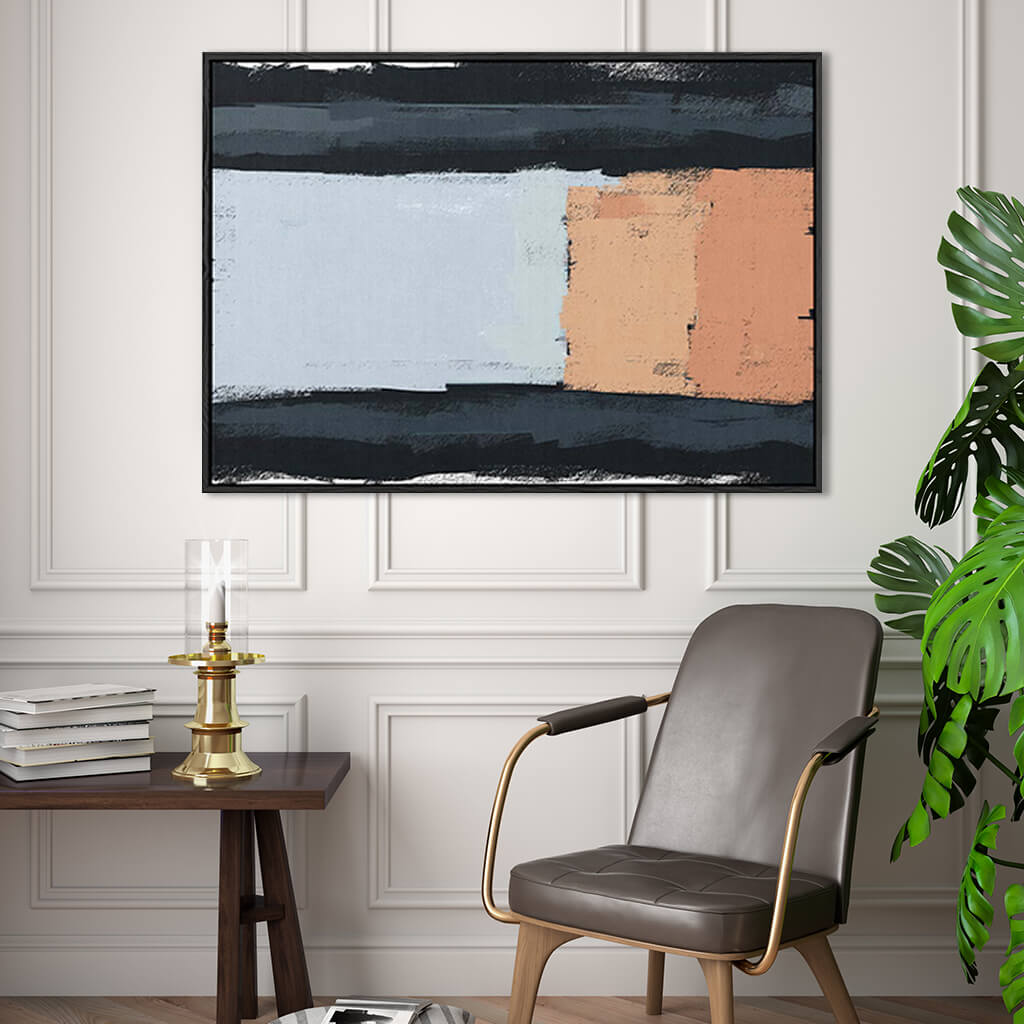 Abstract Colour Blocks Framed Canvas-framed-Canvas Prints-Abstract House
