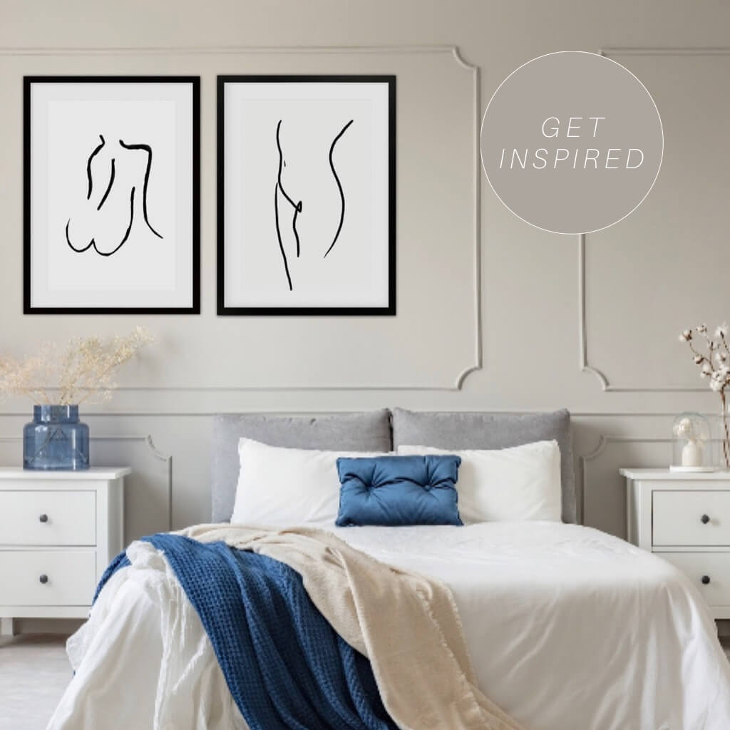 Nude Line Art Drawing Art Print-framed-Wall Art Print-Abstract House