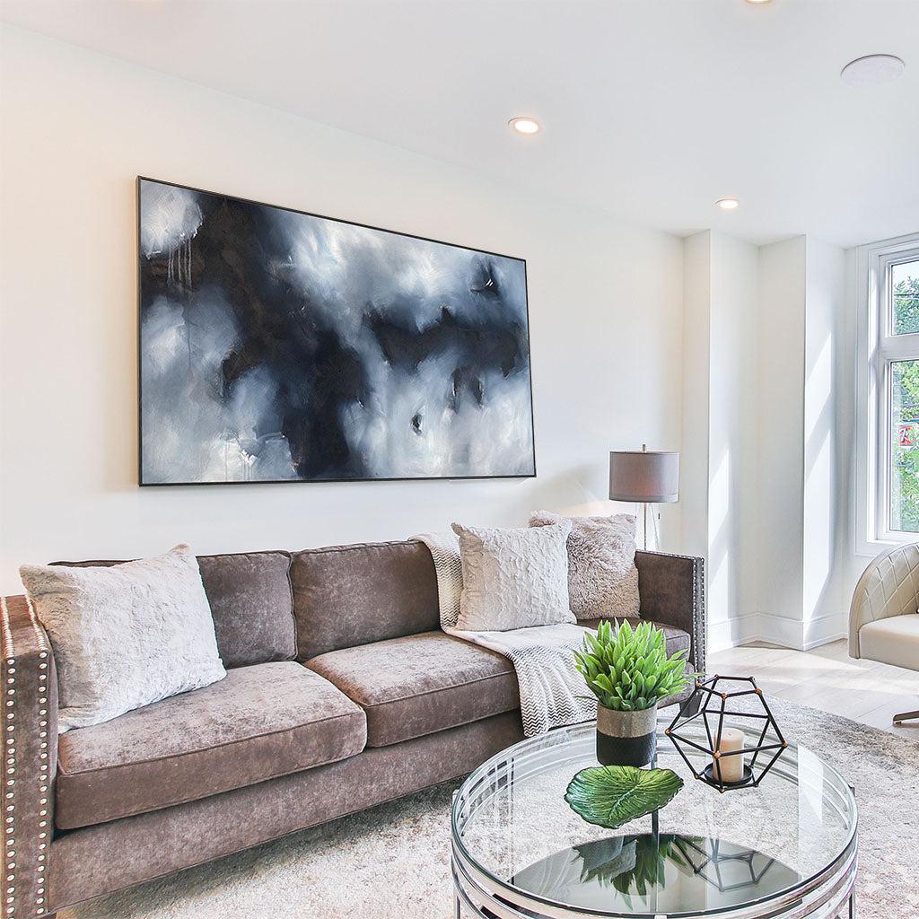 In The Distance - 150x76 cm - Original Painting Painting - Abstract House