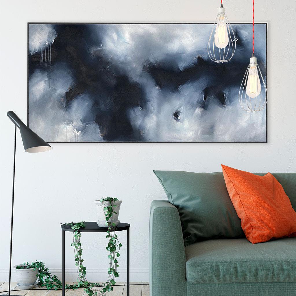 In The Distance - 150x76 cm - Original Painting Painting - Abstract House